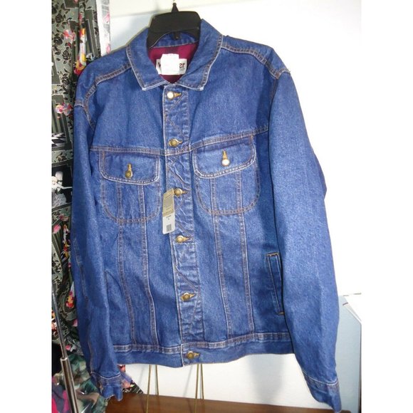 New Wrangler Rugged Wear Flannel Red Bk Lined Denim Jacket Coat XL RJK32AN  XL - Picture 2 of 12